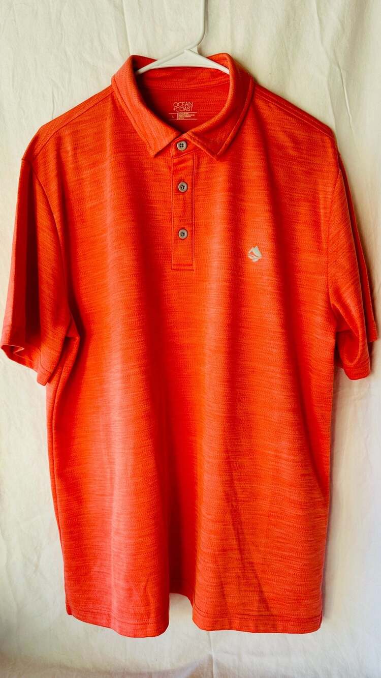 Ocean + Coast Men's Orange Short Sleeve Polo Shirt Size L